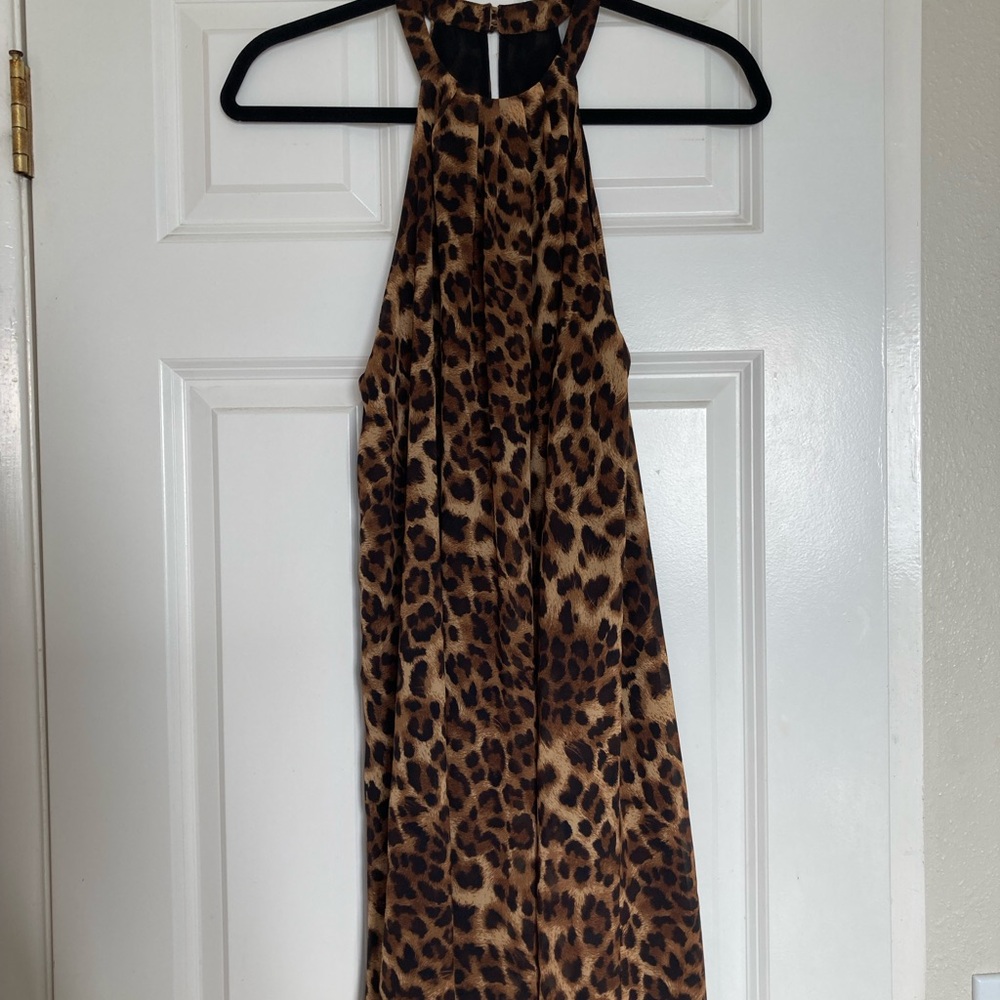 Leopard Print Halter Dress